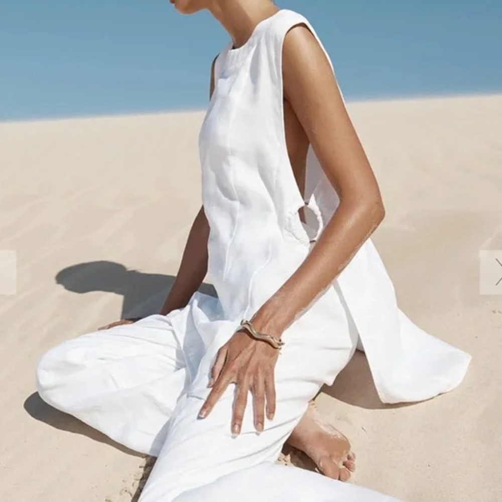 DISSH LOVATO WHITE LINEN RING LINEN TUNIC TOP US 6
